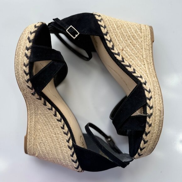 Sam Edelman Circus Black Espadrille Wedge Sandals w/ Ankle Strap & 4" Heel 10M - Picture 3 of 11